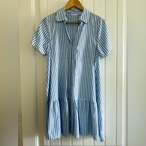 Blue and white striped button down summer dress